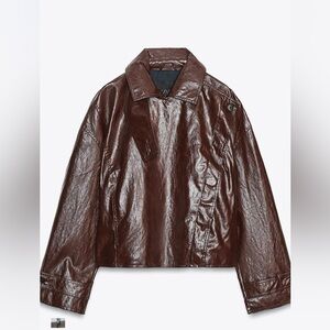 Zara Brown Faux Leather Jacket